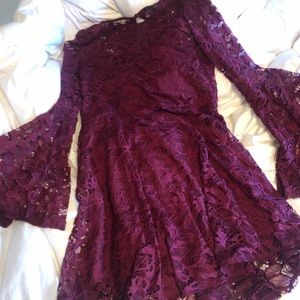 Large maroon lace dress